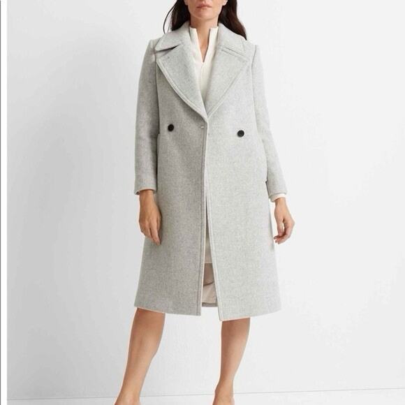 Club Monaco Daylina Wool Cashmere Wrap Coat Gray Size Large Long - Picture 1 of 16